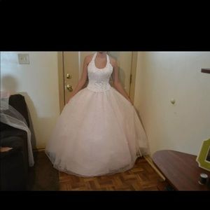 Soft pink winter formal dress